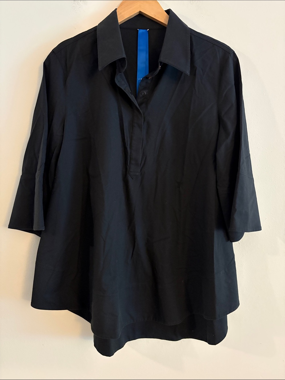 Kit and Ace 3/4 Sleeve Tunic Blouse Women Size 10 Solid Black